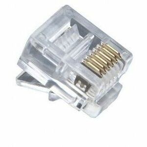 ENET NSI Standard RJ12 Modular Plug, 6P6C, Round Solid Cable - 500pcs in Bulk Bag - Gold, Male