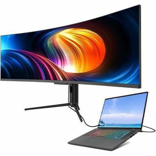 V7 L490DQ-HAS-N 49" Class Dual Quad HD (DQHD) Curved Screen LED Monitor - 32:9 - Black