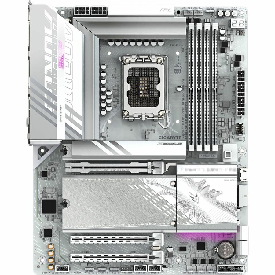 GIGABYTE Aorus Ultra Durable B860 A ELITE WF7 ICE Gaming Desktop Motherboard - Intel B860 Chipset - Socket LGA-1851 - ATX, 5600 m, WIFI