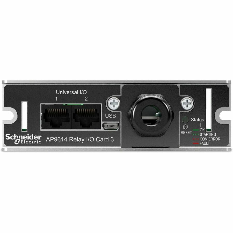 Schneider Dry contact, Management Options, Dry Contact I/O Card, monitor external UPS environmental sensors, output relays, and input contacts