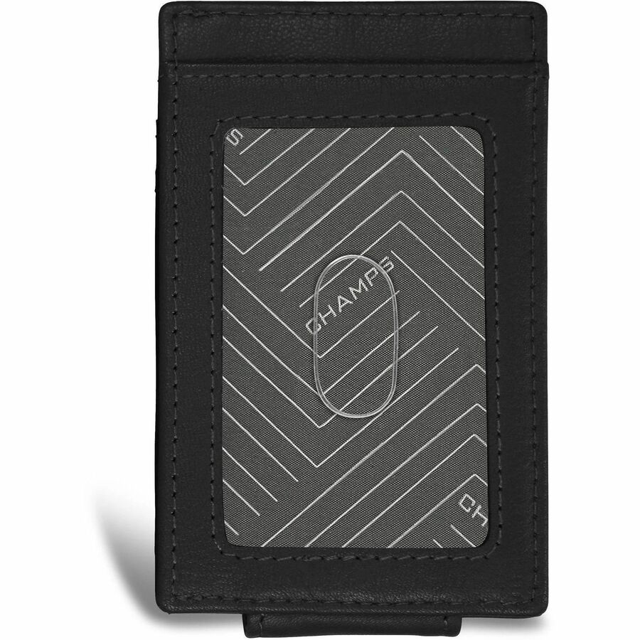 Champs OB-515-BLACK, RF, Onyx / Leather Mag Card Case