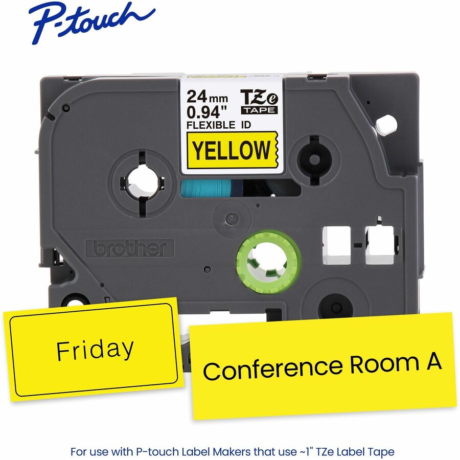 Brother 15/16" Width - Thermal Transfer - Yellow, Black - 1 Roll, 0.94 in, ivity, TZEFX651G