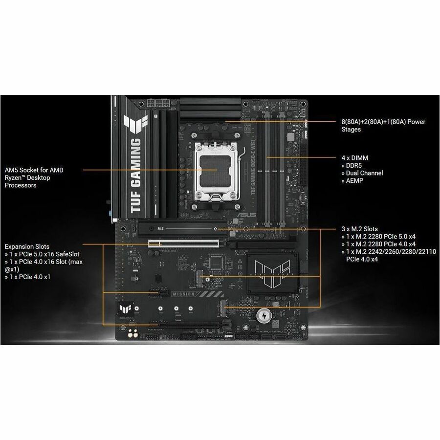 ASUS TUF GAMING B850-E WIFI Gaming Desktop Motherboard - AMD B850 Chipset - Socket AM5 - ATX