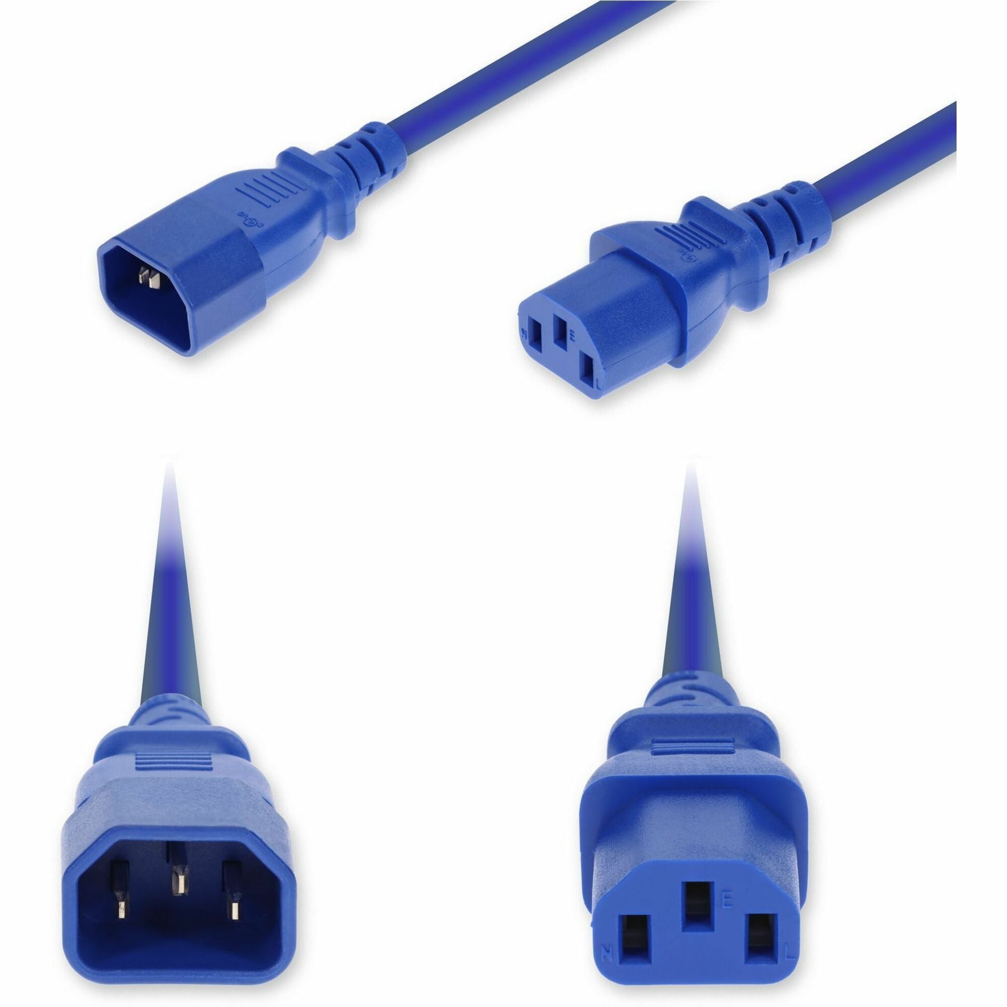 AddOn 10ft C14 Male to C13 Female Standard Commercial 18 AWG 250V at 10A PVC SJT (Service Junior Thermoplastic) Blue Power Cable