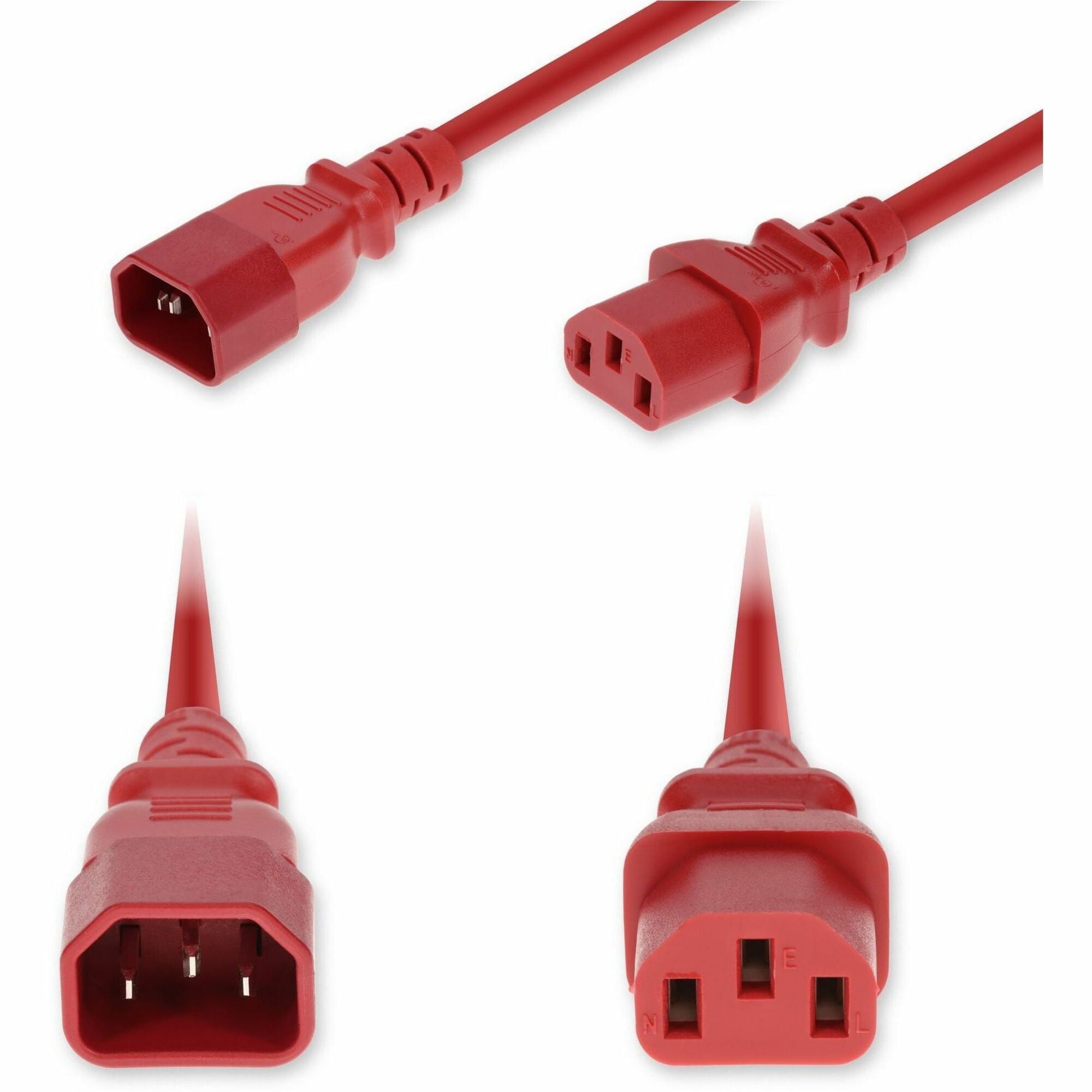 AddOn 10ft C14 Male to C13 Female Standard Commercial 18 AWG 250V at 10A PVC SJT (Service Junior Thermoplastic) Red Power Cable