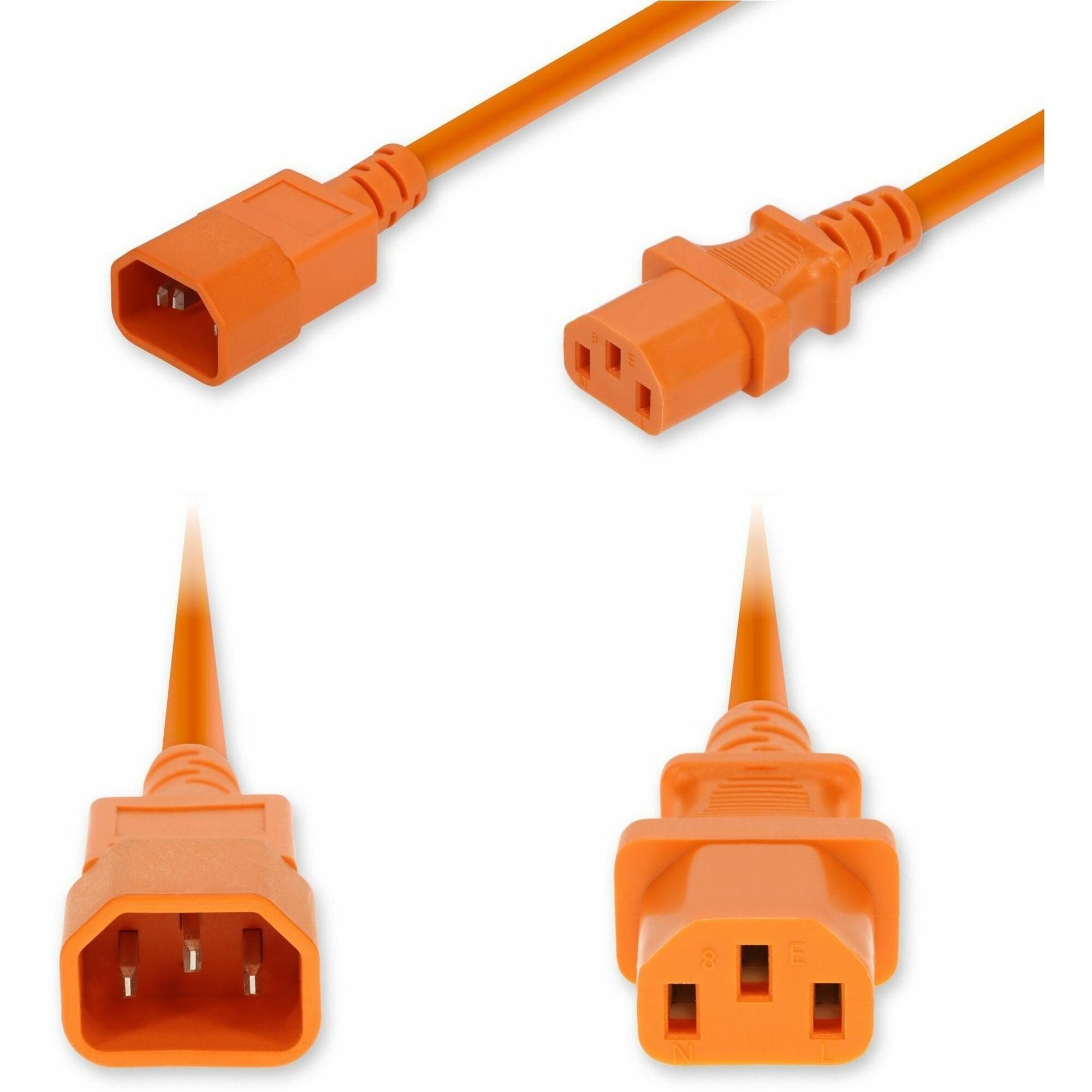 AddOn 10ft C14 Male to C13 Female Standard Commercial 18 AWG 250V at 10A PVC SJT (Service Junior Thermoplastic) Orange Power Cable