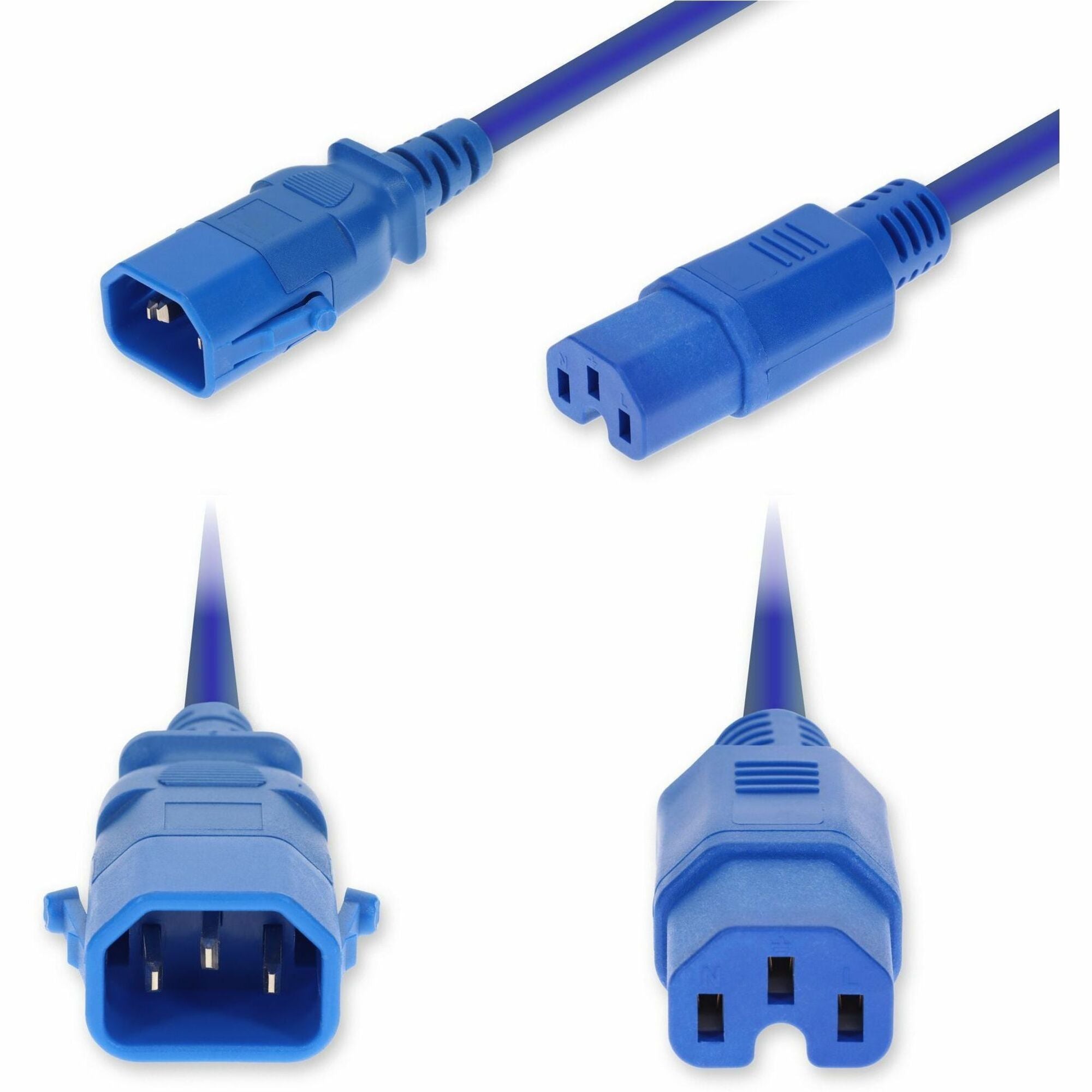 AddOn 3ft C14 Male to C15 Female P-Lock Compatible High-Temperature 14 AWG 250V at 15A PVC SJT (Service Junior Thermoplastic) Blue Power Cable