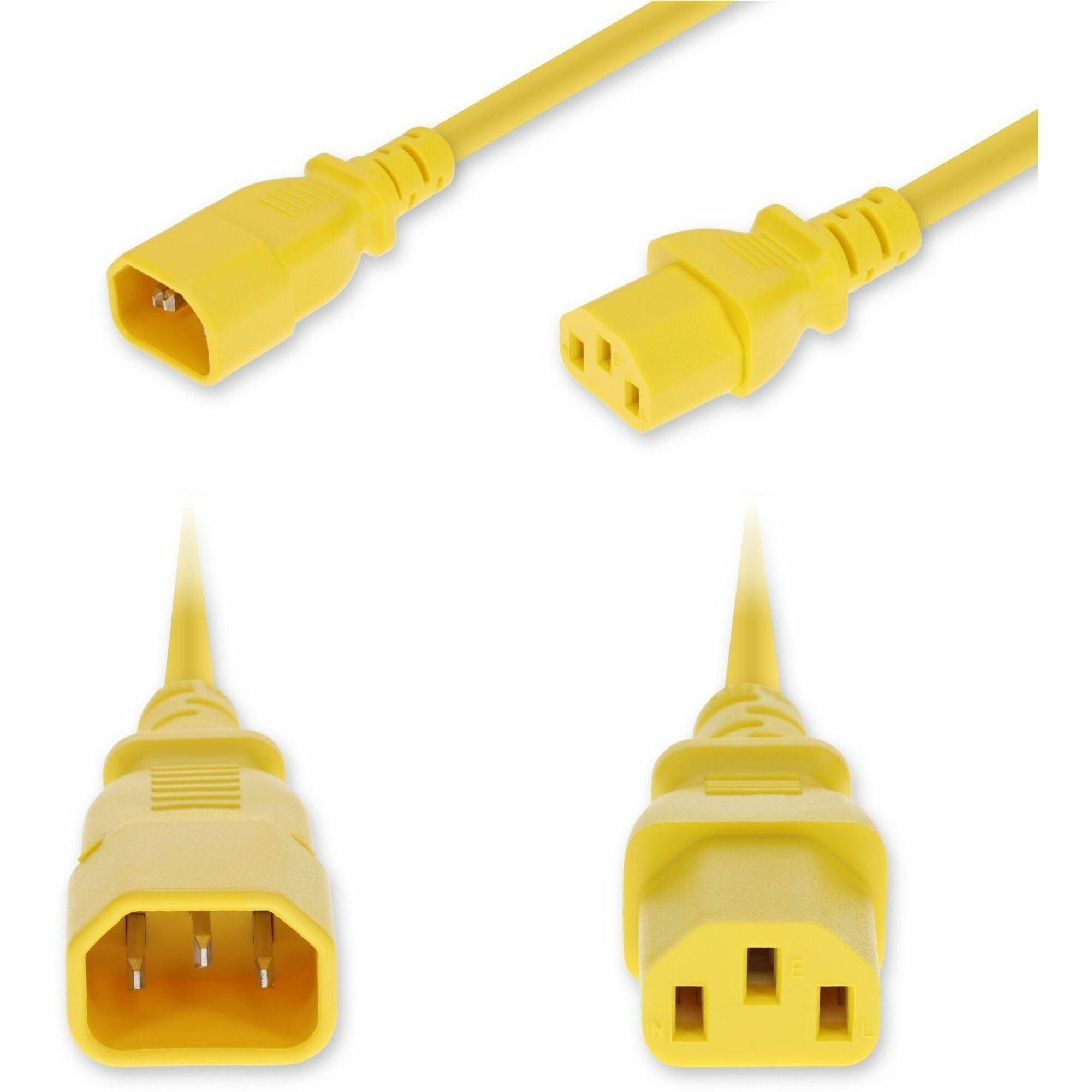 AddOn 10ft C14 Male to C13 Female Standard Commercial 18 AWG 250V at 10A PVC SJT (Service Junior Thermoplastic) Yellow Power Cable