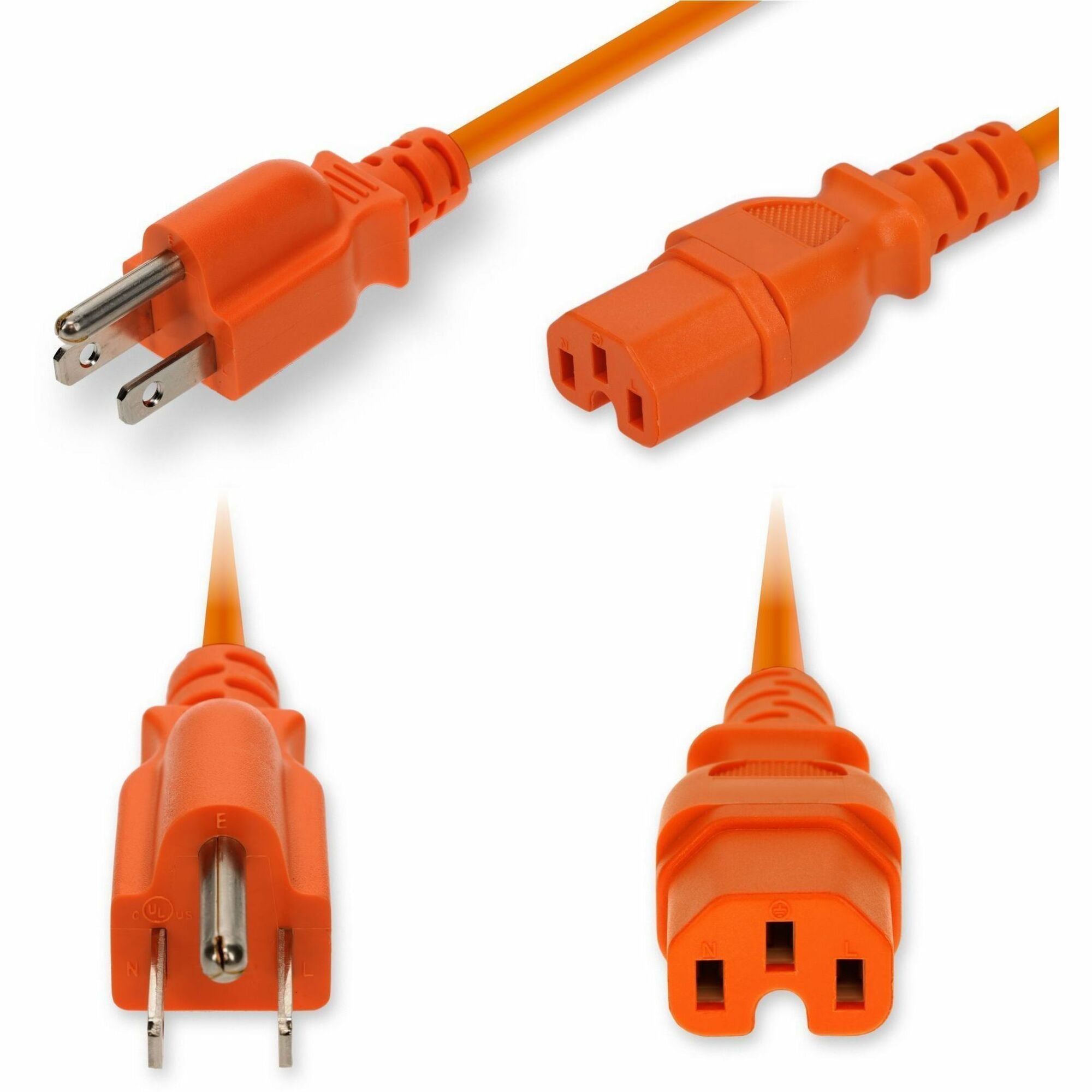 AddOn 10ft NEMA 5-15P Male to C15 Female High-Temperature 14 AWG 125V at 15A PVC SJT (Service Junior Thermoplastic) Orange Power Cable