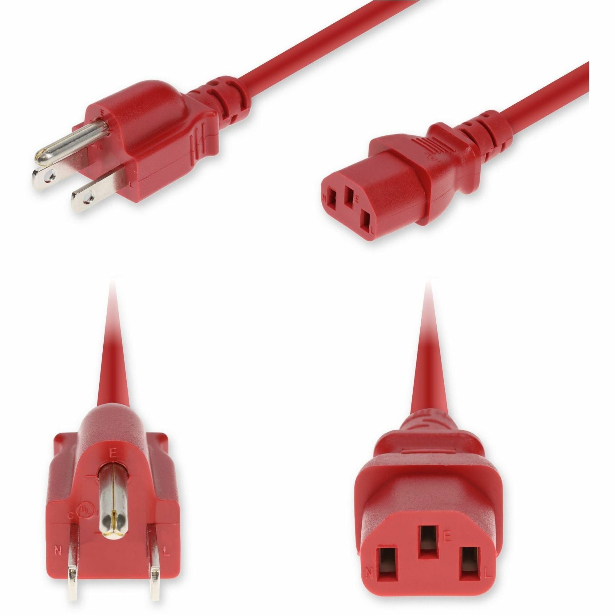 AddOn 10ft NEMA 5-15P Male to C13 Female Standard Commercial 18 AWG 125V at 10A PVC SJT (Service Junior Thermoplastic) Red Power Cable