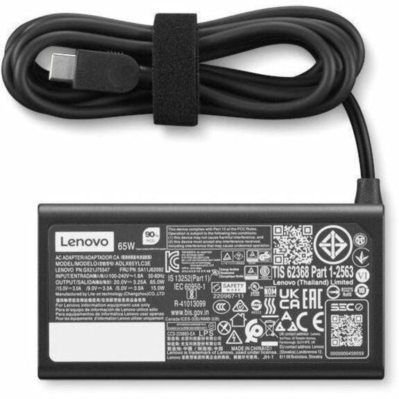 Lenovo PWR ADP BO 65W USBC AC Adapter G2US, 3.28 ft, 4X21S91183, USB-C, Black, rf