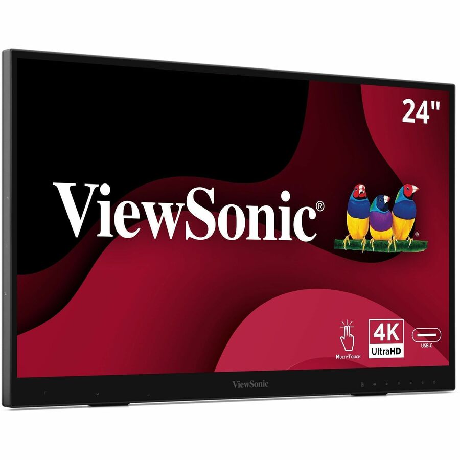 ViewSonic ID2456-4K 24 Inch 4K UHD Touch Display Tablet with PCAP 10 Point Touch, Active Stylus, Built-in Kickstand, USB Hub, HDMI, DisplayPort, and USB C Inputs