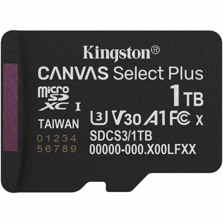 Kingston Canvas Select Plus 1 TB Class 10/UHS-I (U3) V30 microSDXC - 1
