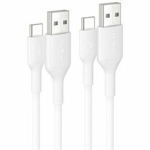 Belkin USB-A to USB-C Cable 15W, 3.3ft/1m, White, 2-pack