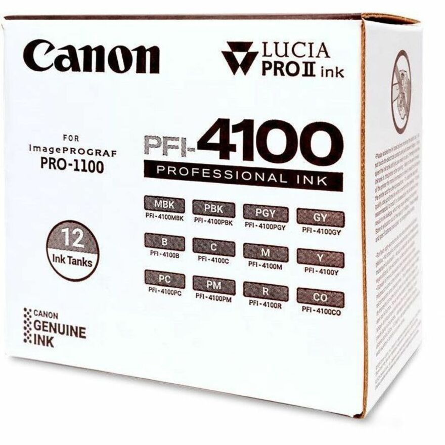 Canon Lucia PRO II PFI-4100 Original Inkjet Ink Cartridge - Value Pack - Matte Black, Photo Black, Gray, Photo Gray, Blue, Cyan, Photo Cyan, Magenta,