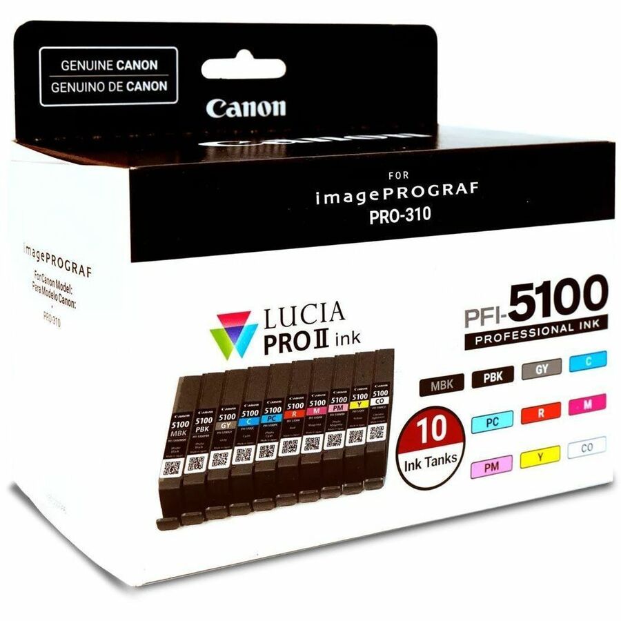 Canon Lucia PRO II PFI-5100 Original Inkjet Ink Cartridge - Value Pack - Matte Black, Photo Black, Gray, Cyan, Photo Cyan, Magenta, Photo Magenta, Yellow,