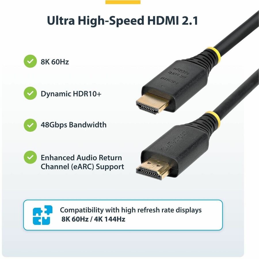 StarTech.com 6ft (1.8m) Certified Ultra High Speed HDMI Cable, 8K 60Hz/4K 120Hz, HDMI 2.1 Cable with HDR10+ / eARC, 48Gbps, 8K HDMI Cord