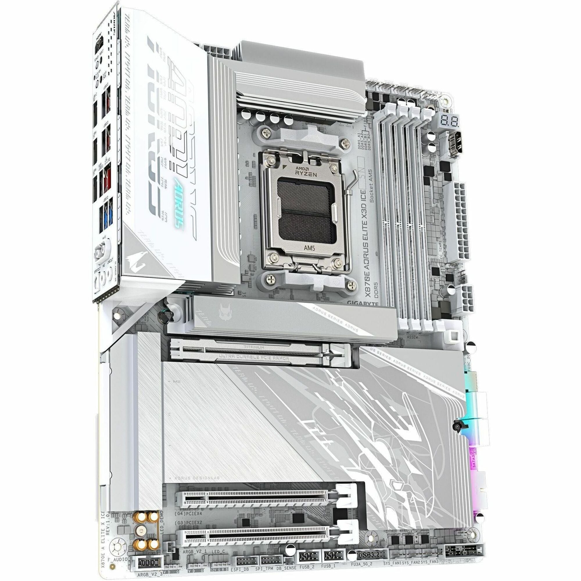Aorus Ultra Durable X870E A ELITE X ICE Gaming Desktop Motherboard - AMD X870E Chipset - Socket AM5 - ATX