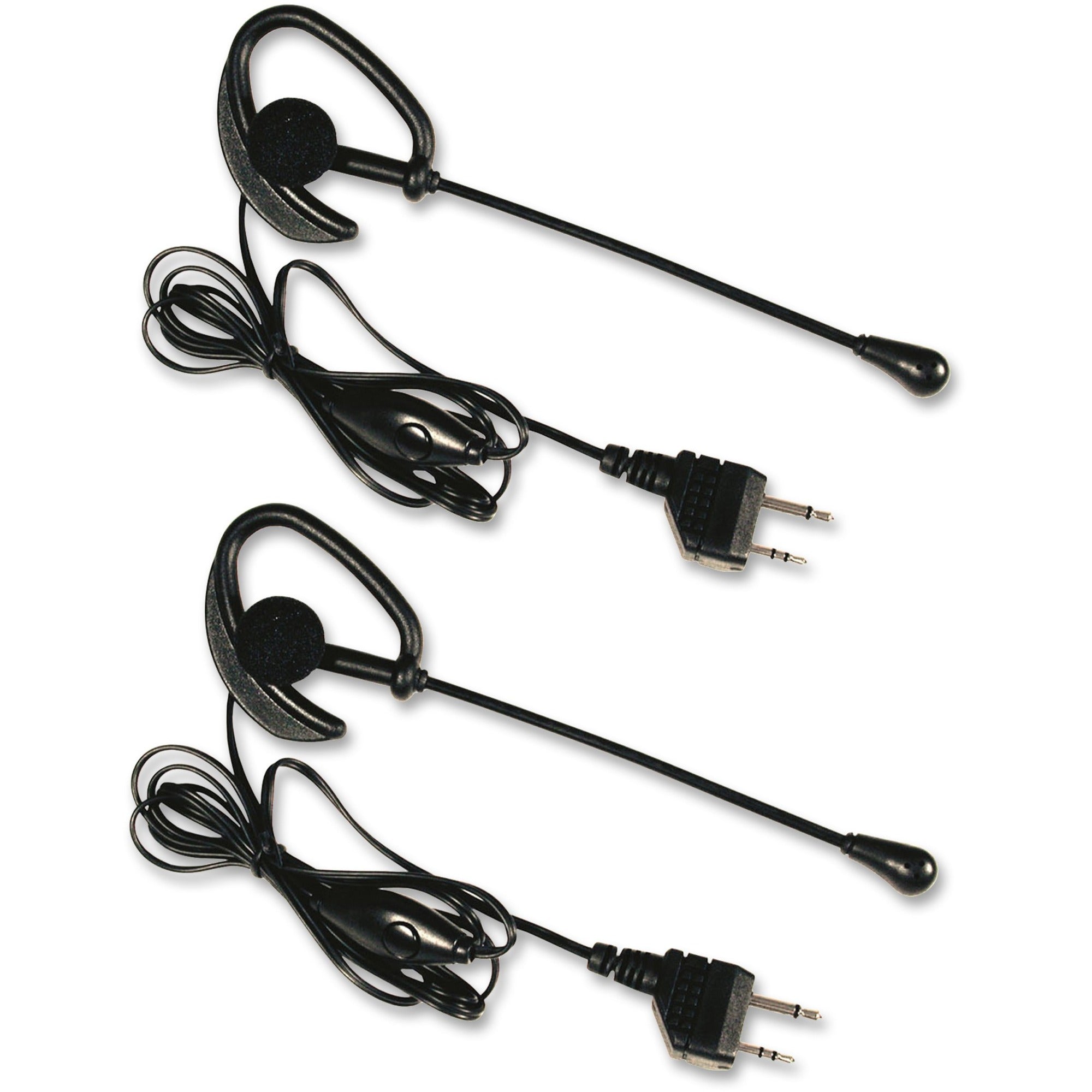 Midland AVP-1 PTT Earset, Black, Dual pin jacks provide maximum strength for connecting to compatible device, Wired