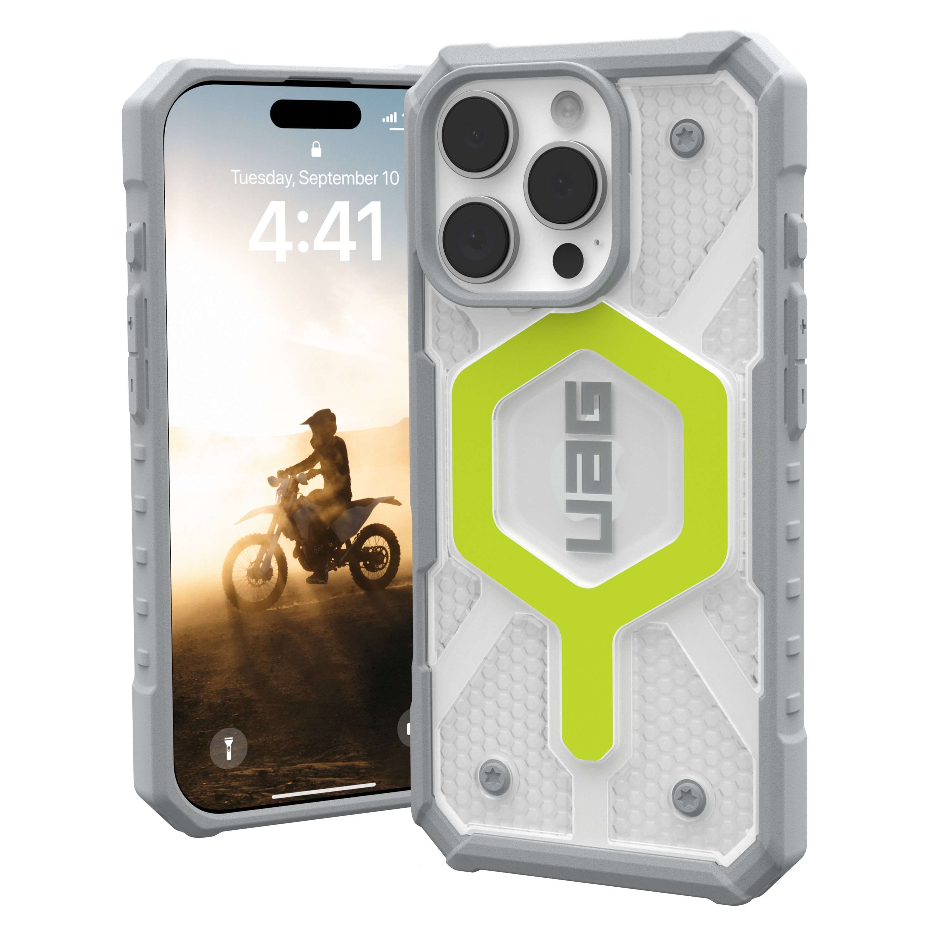 Urban Armor Gear Uag - Pathfinder Clear Magsafe Case For Apple Iphone 16 Pro - Active Neon