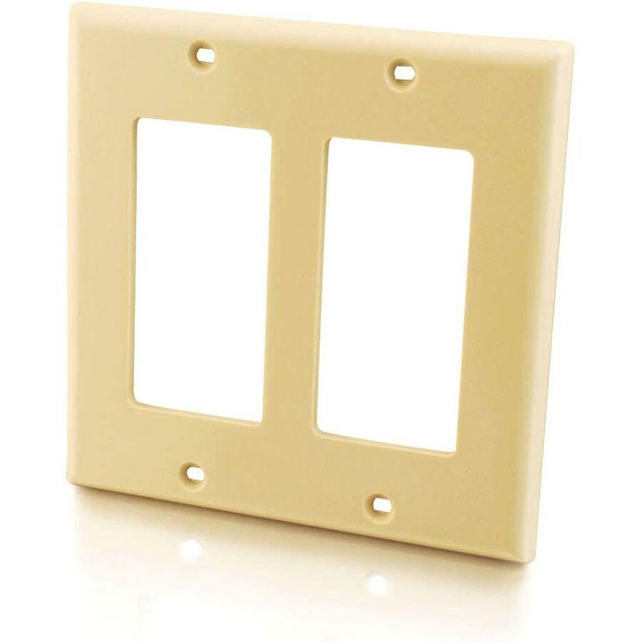 Legrand C2G Two Decorative Style Cutout Double Gang Wall Plate - Ivory