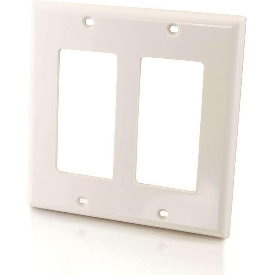 Legrand C2G Two Decorative Style Cutout Double Gang Wall Plate - White