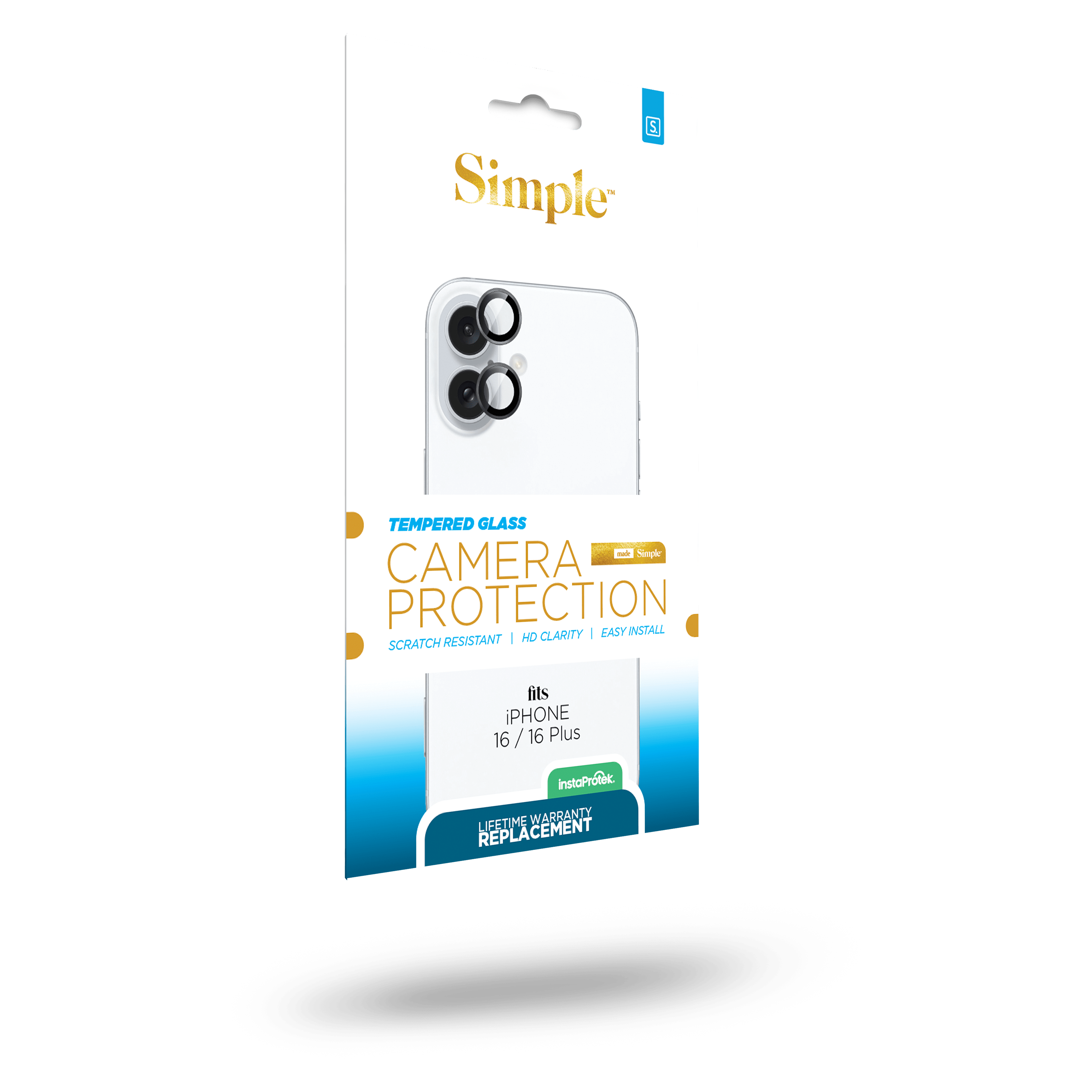 Simple - Camera Lens Tempered Glass Screen Protector For Apple Iphone 16 - Clear