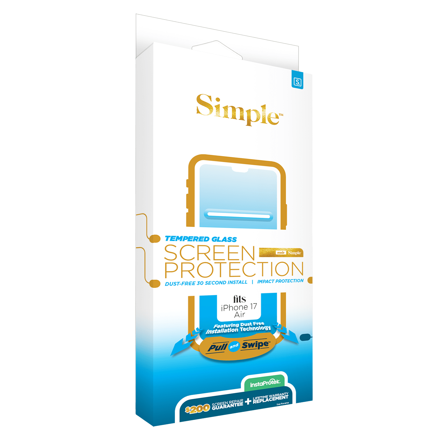 Simple 200 Dust Removal Guided Tempered Glass Screen Protector for Apple iPhone Air - Clear