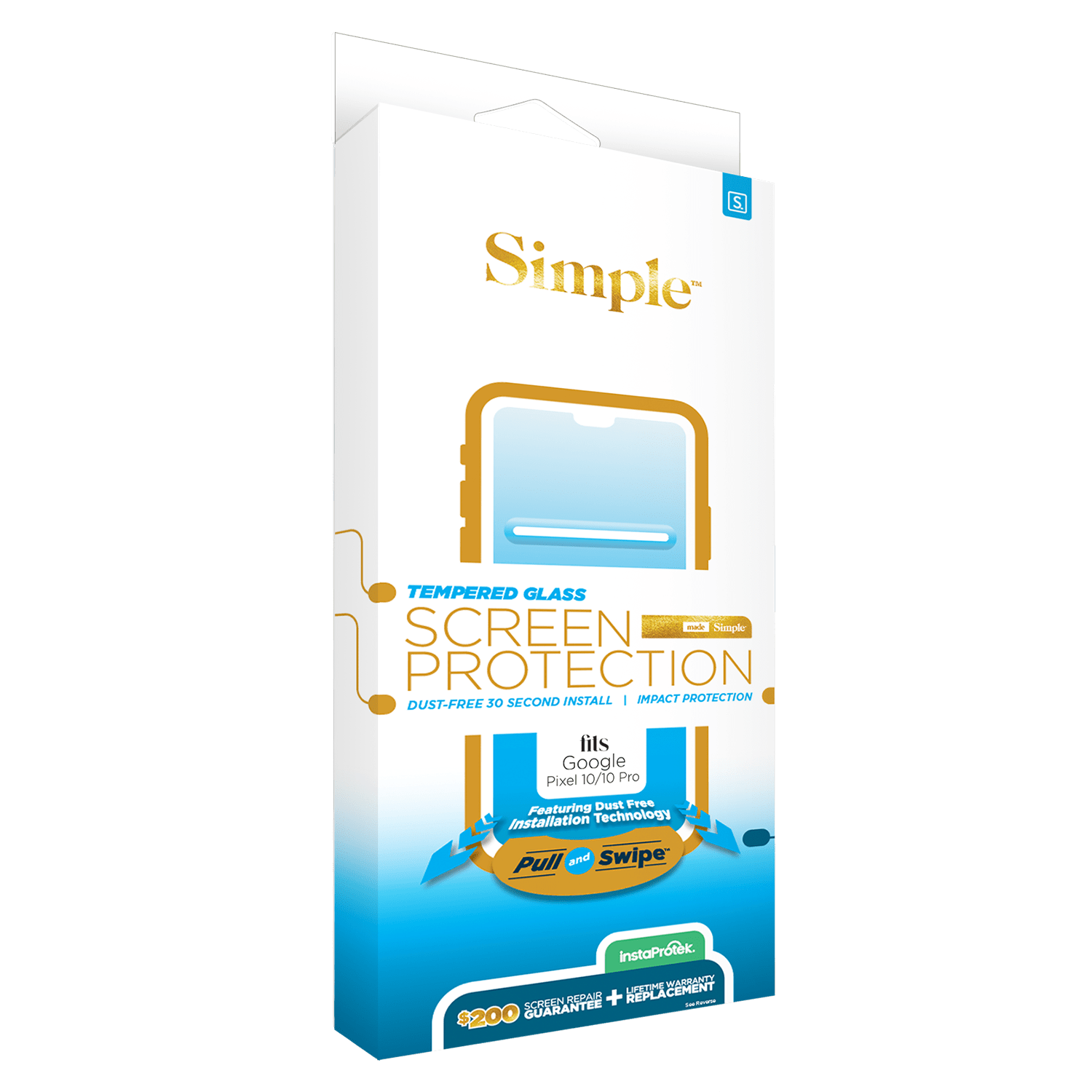 Simple 200 Dust Removal Guided Tempered Glass Screen Protector for Google Pixel 10 and Pixel 10 Pro - Clear