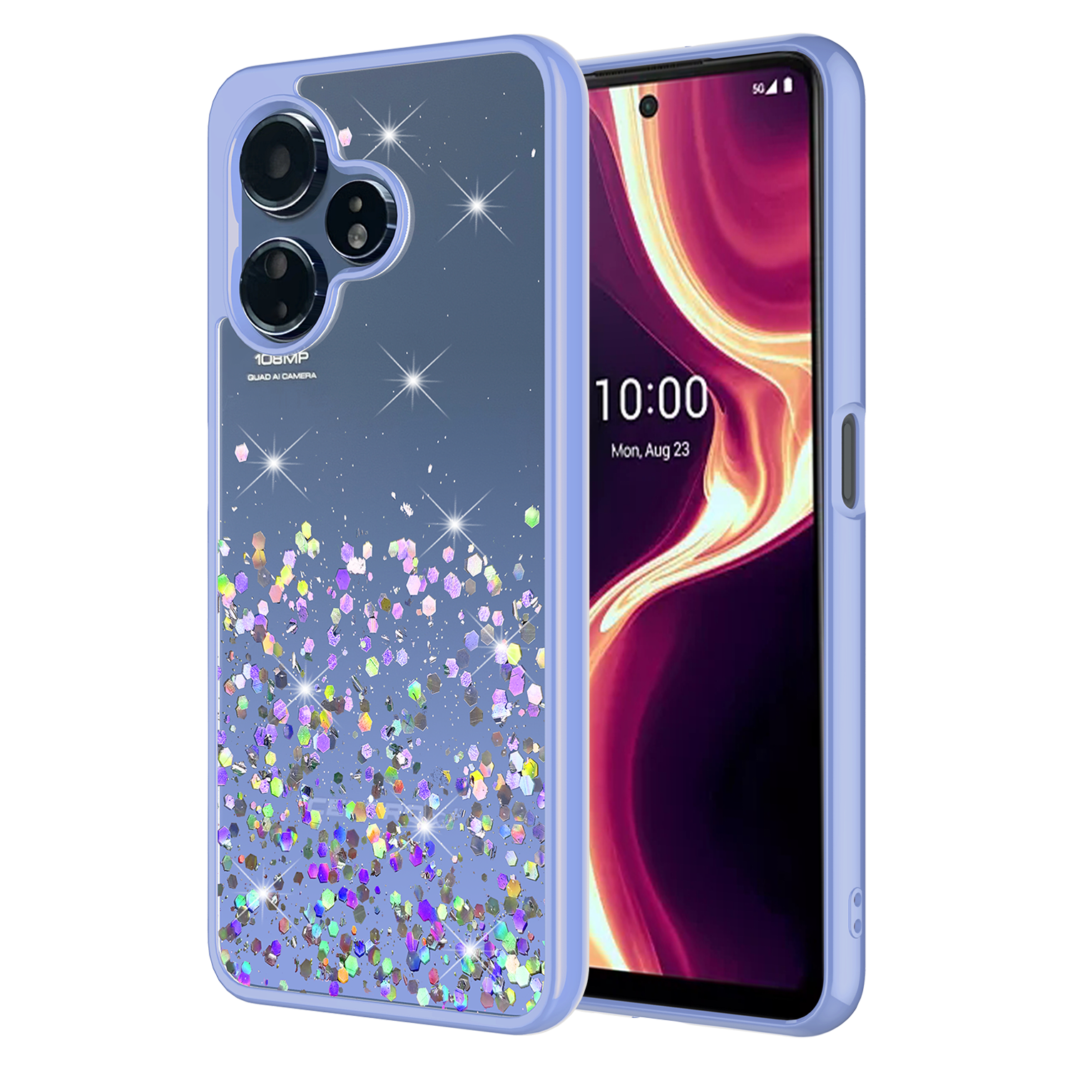 Ampd - Tpu / Acrylic Glitter Insert Case For Celero 5g Plus Gen 3 - Purple