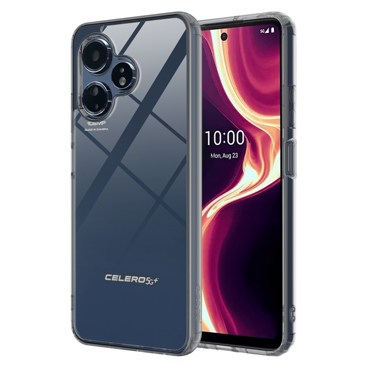 Ampd - Tpu / Acrylic Crystal Clear Case With Black Bumper For Celero 5g Plus Gen 3 - Black