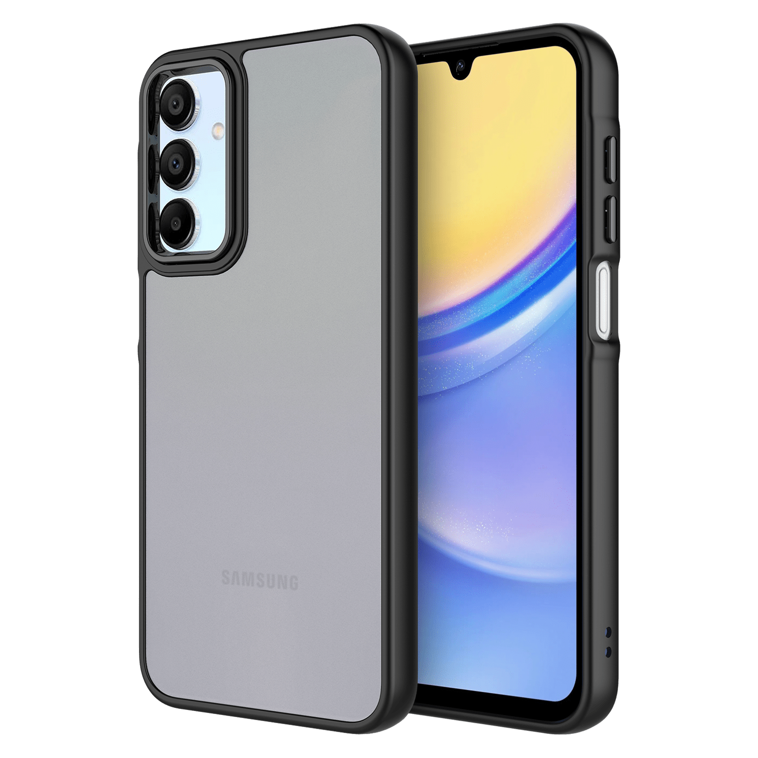 Ampd - Tpu / Acrylic Smoke Translucent Case For Samsung Galaxy A15 5g - Black Bumper