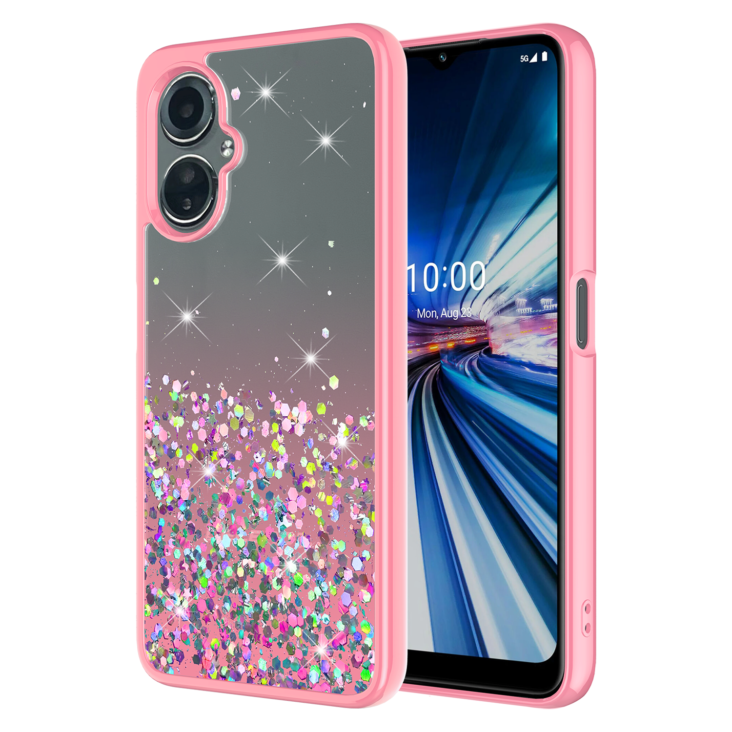 Ampd - Tpu / Acrylic Glitter Insert Case For Celero 5g Gen 3 - Pink