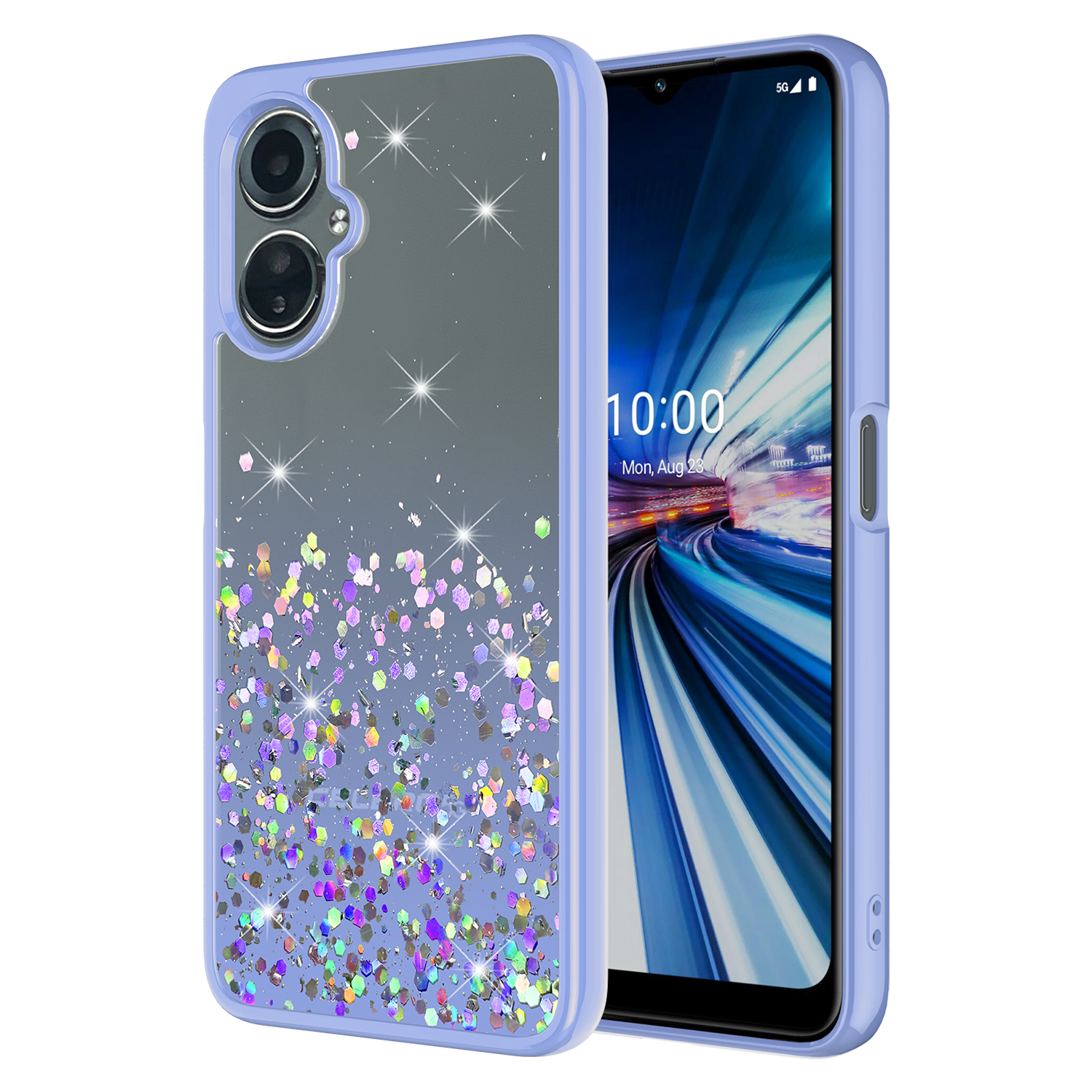 Ampd - Tpu / Acrylic Glitter Insert Case For Celero 5g Gen 3 - Purple