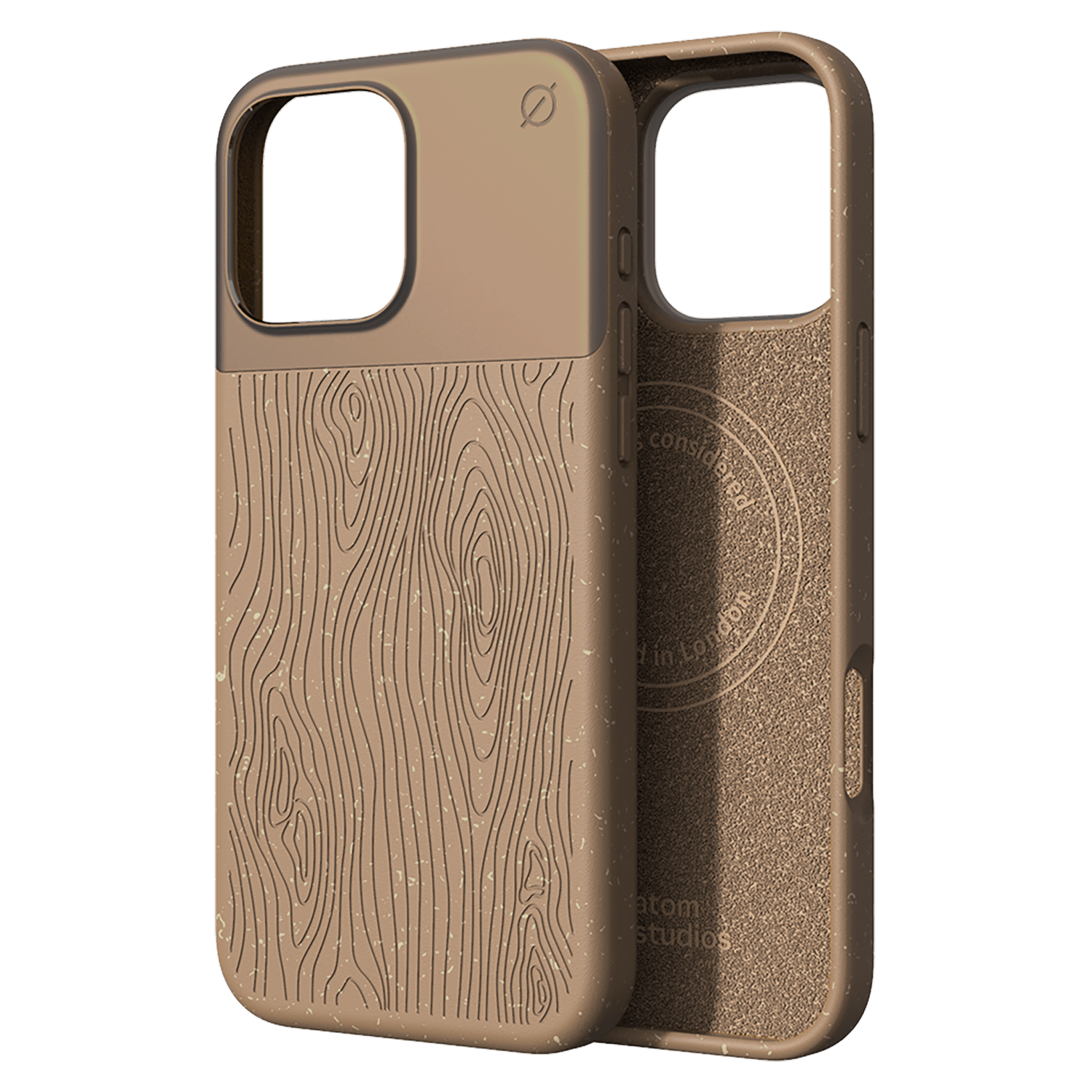 Atom Studios - Split Wood Fiber Magsafe Case For Apple Iphone 16 Pro Max - Taupe Wood