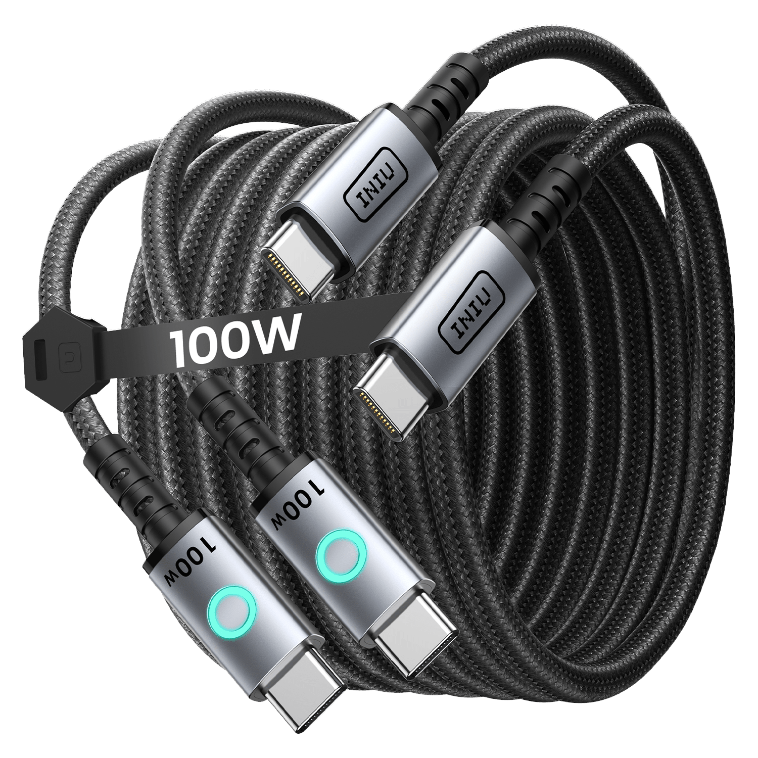 Iniu - Leopard Usb C To Usb C Cable 100w - Black