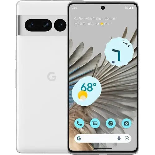 Google Pixel 7 Pro Unlocked, Display: 6.7" LTPO AMOLED, 120Hz, HDR10+, 1000 nits (HBM), 1500 nits (peak), 1440x3120px resolution, 19.5:9 aspect ratio, 512ppi; Always-on display