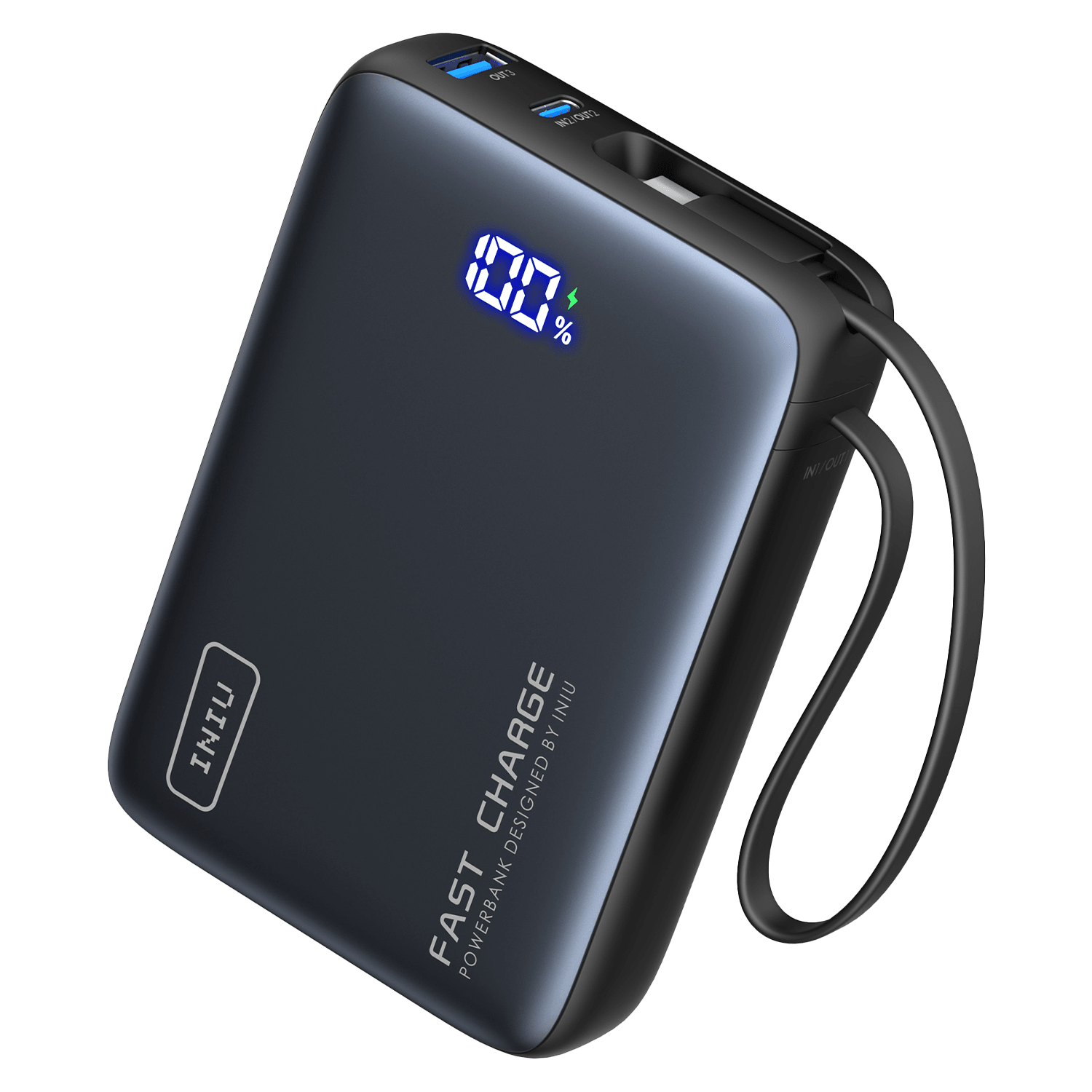 Iniu - Pocket Power Portable Power Bank 20000 Mah - Black