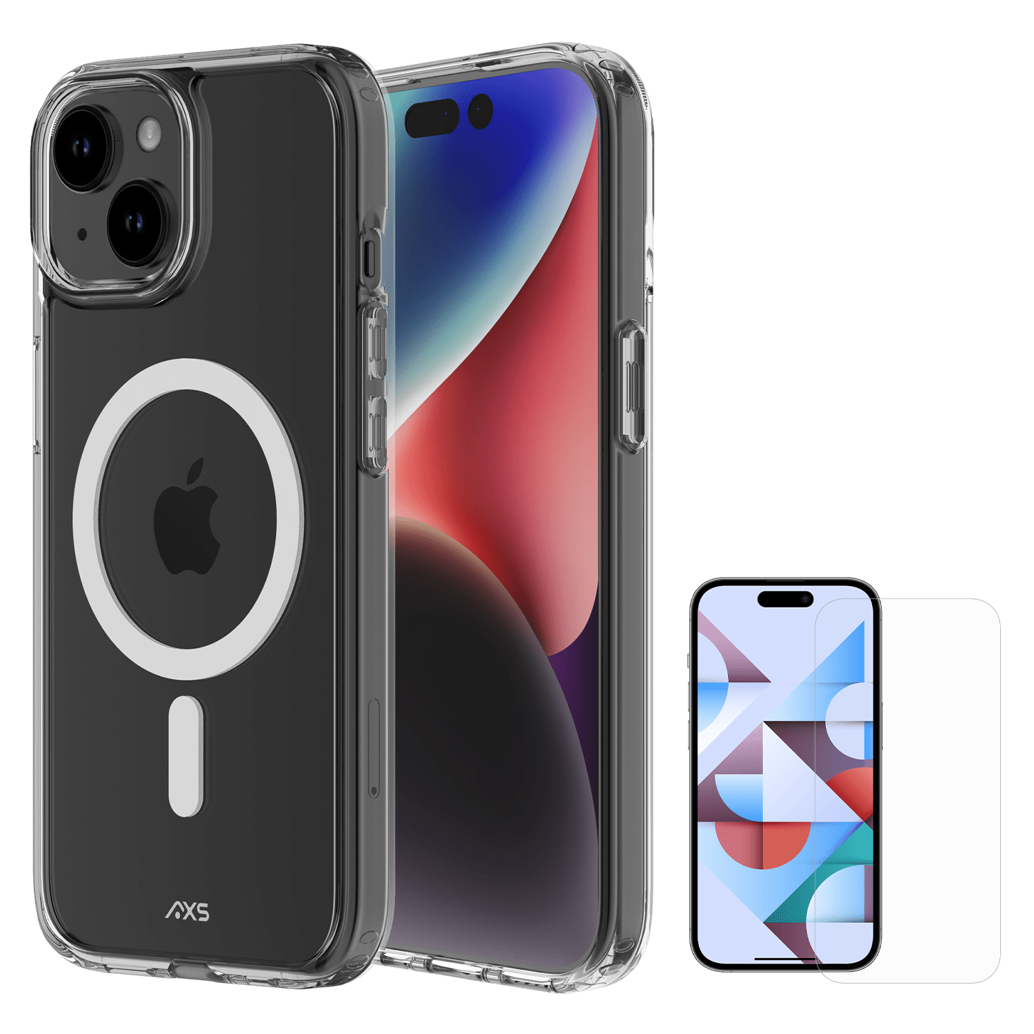 axs-ultra-clear-magsafe-case-and-glass-screen-protector-for-apple-iphone-15-clear