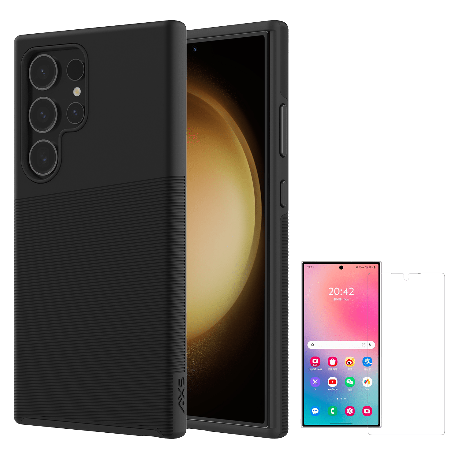 axs-protech-plus-case-and-armorglass-screen-protector-for-samsung-galaxy-s24-ultra-black