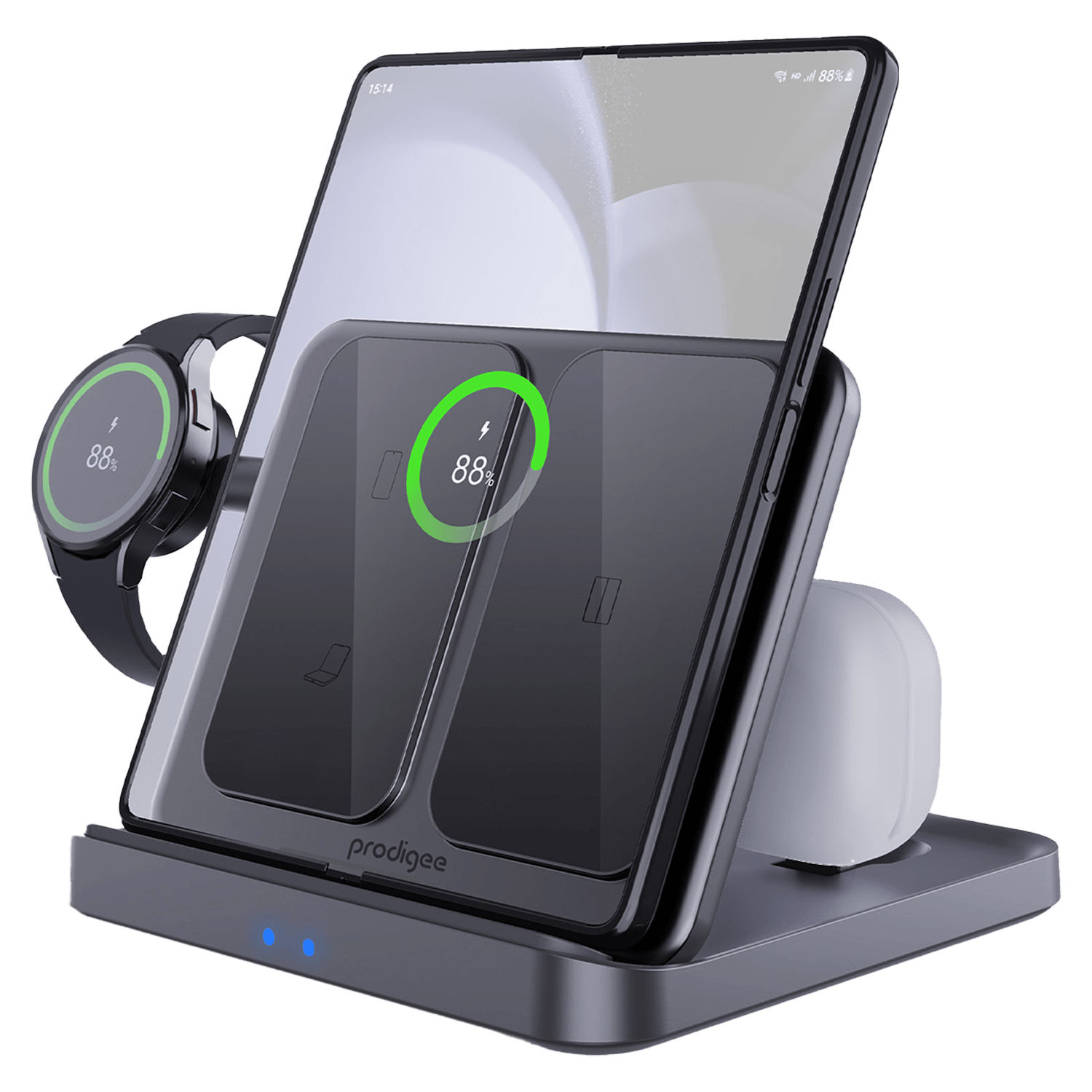 Prodigee - Trio Fold Station 3 In 1 Charger For Samsung Devices - Grey